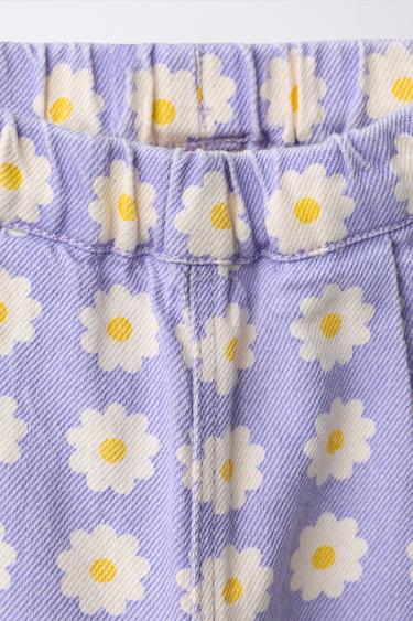 PANTALON EN SERGÉ BALLON À FLEURS - Lilas de Zara - Image 2