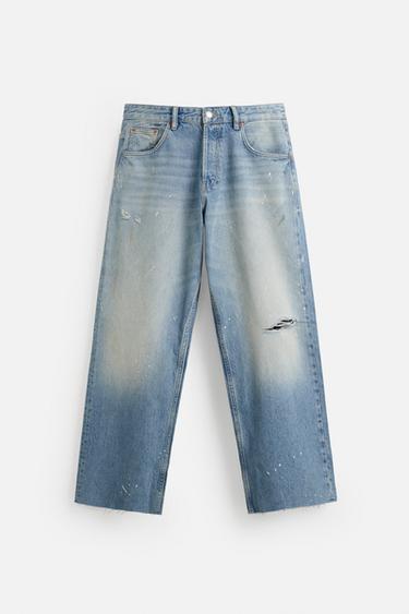 RIPPED BAGGY FIT JEANS - Light blue by Zara
