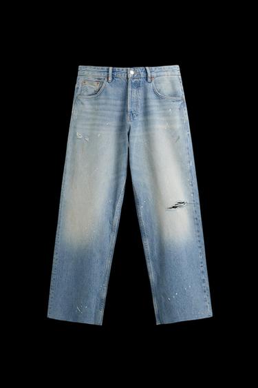 Zara RIPPED BAGGY FIT JEANS - Light blue - Image 0