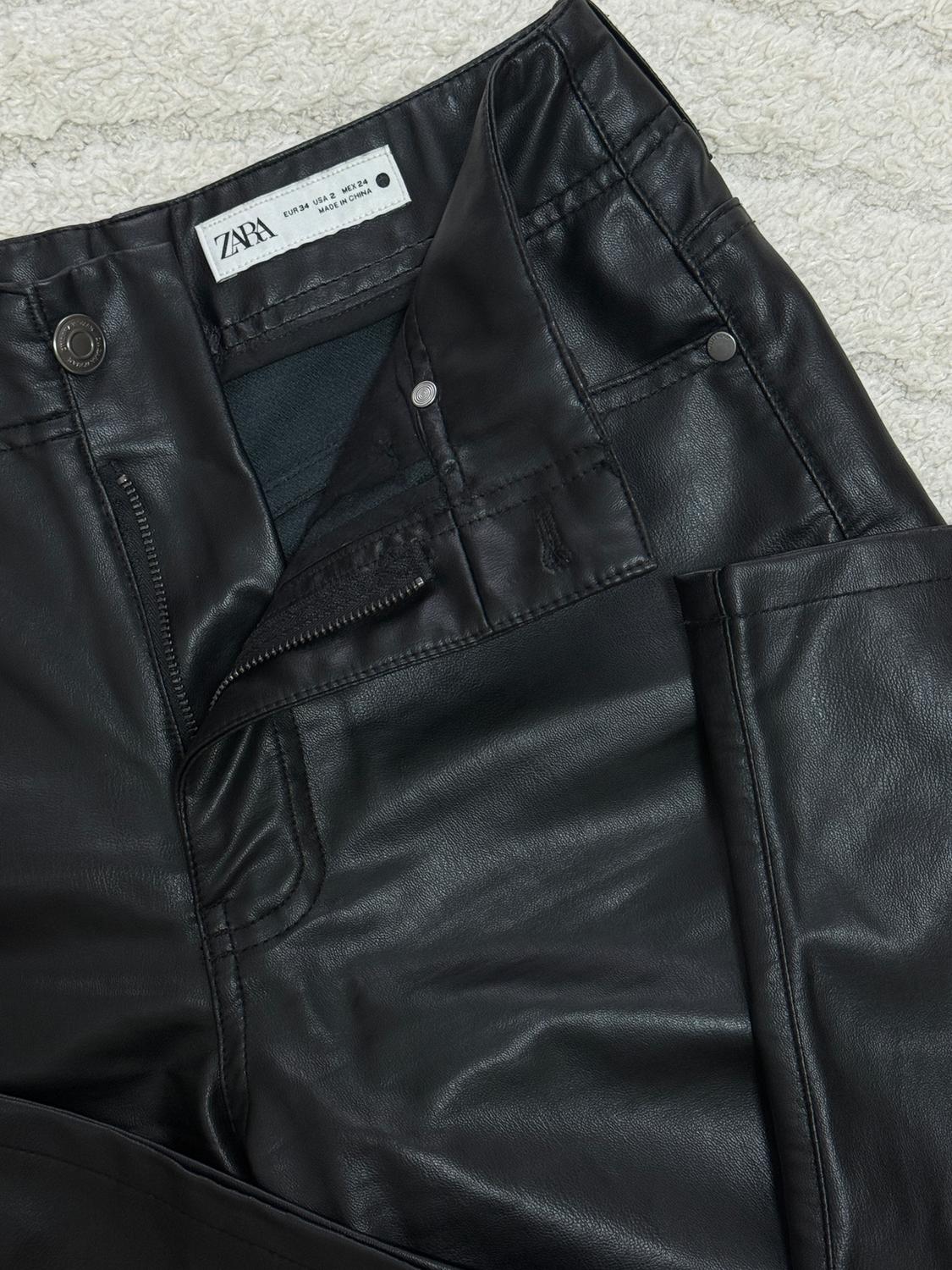 ZW COLLECTION FAUX LEATHER STRAIGHT TROUSERS - Image 2