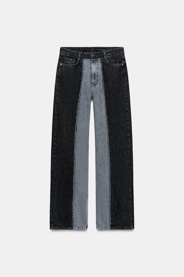 JEANS Z1975 CINTURA ALTA CONTRASTE - Cinzento da Zara