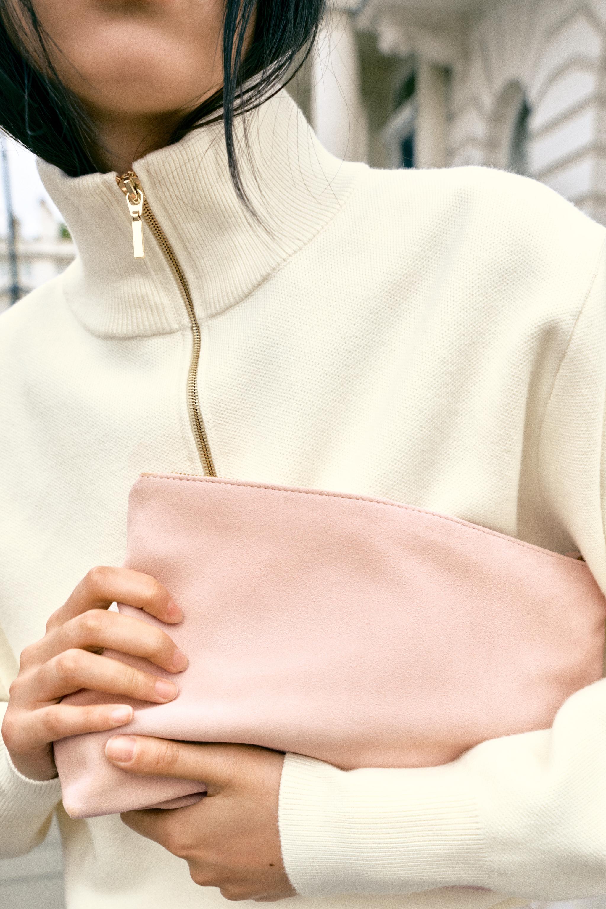 SUEDE TOILETRY BAG — Pink