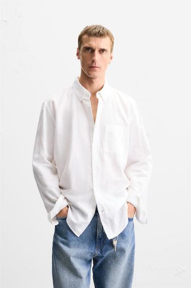 COTTON - LINEN SHIRT - White by Zara