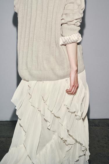 ZW COLLECTION COTTON GAUZE SKIRT - Oyster-white by Zara - Image 1