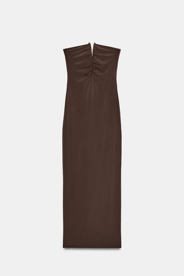 ROBE BUSTIER - Marron de Zara - Image 3