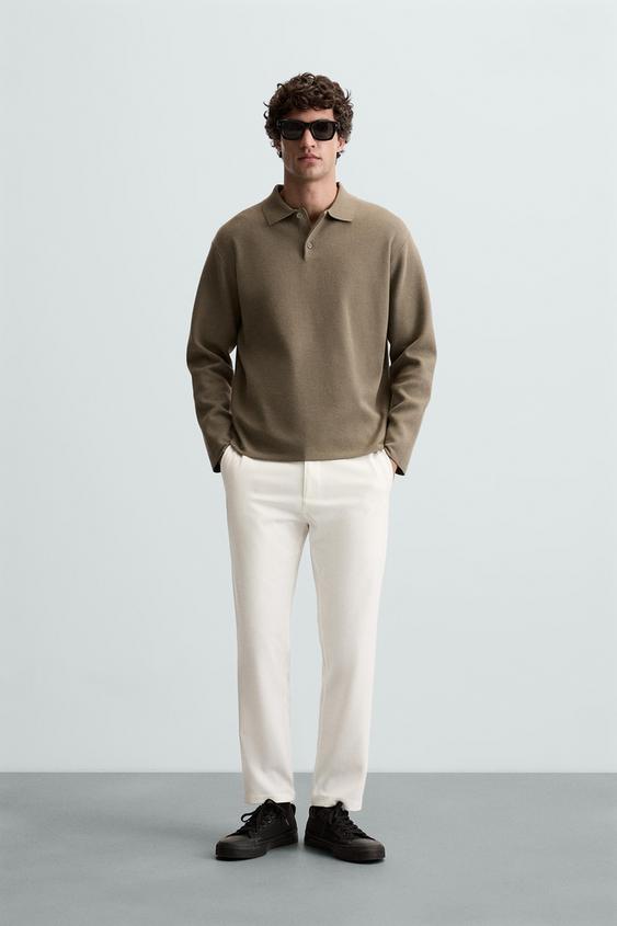 PANTALÓN SLIM FIT - Blanco roto de Zara - Imagen 0
