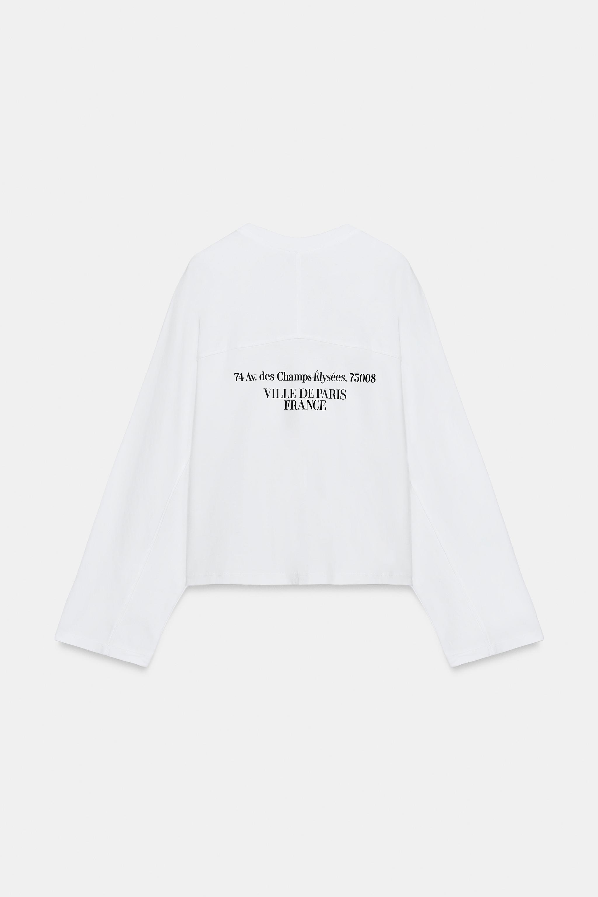 Женские футболки Zara LONG SLEEVE TEXT T-SHIRT — фото 7