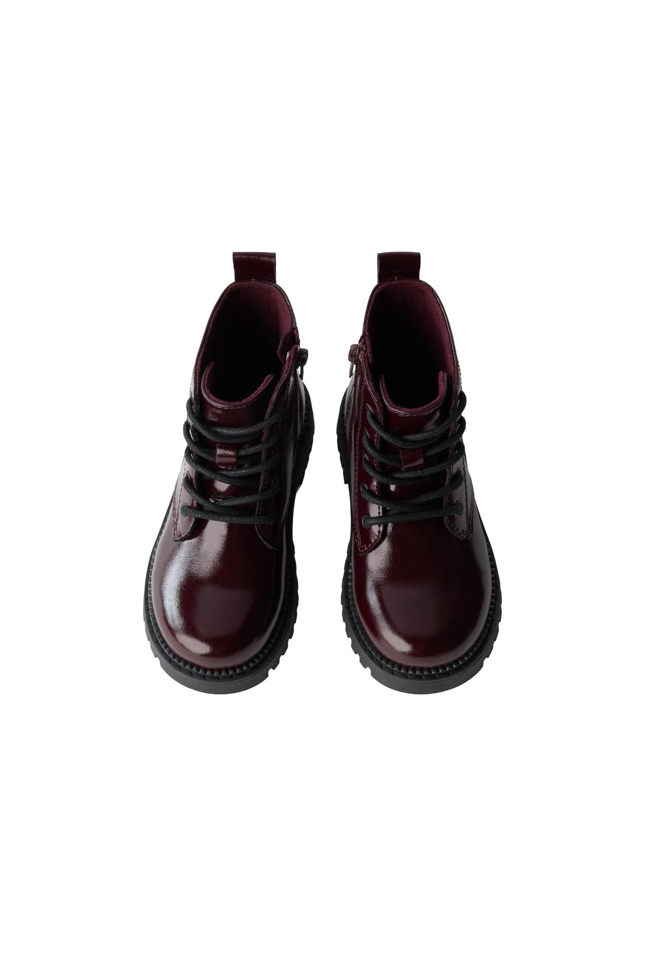 FLORAL ANKLE BOOTS — Burgundy Red
