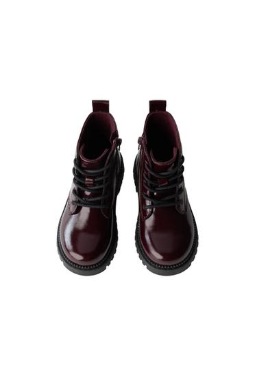 FLORAL ANKLE BOOTS — Burgundy Red 2
