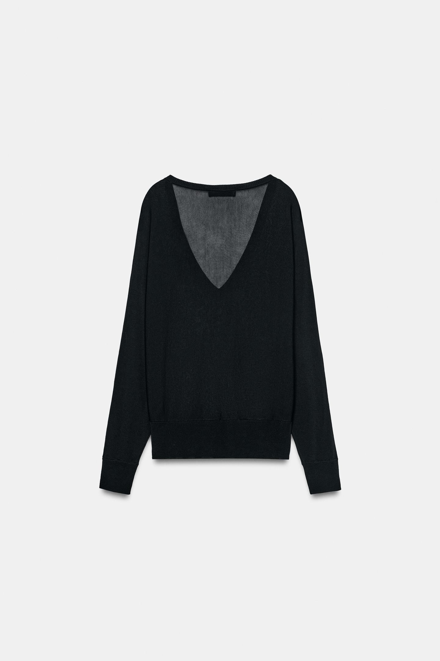 Свитер Zara V-NECK Knit Jumper, цвет: Чёрный — фото 5