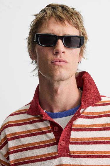STRIPED TEXTURED KNIT POLO SHIRT - Multicoloured by Zara - Image 4