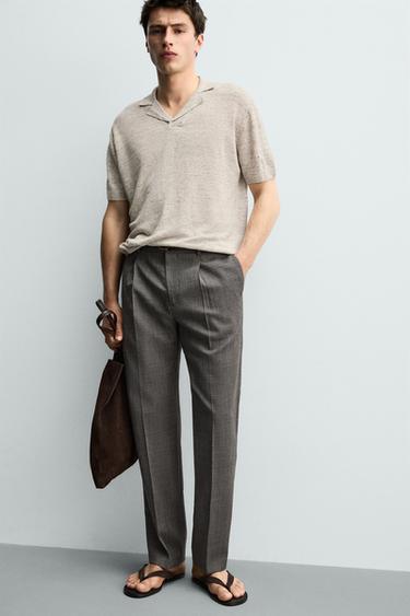 REGULAR FIT 100% LINEN KNIT POLO SHIRT - Grey marl by Zara - Image 5