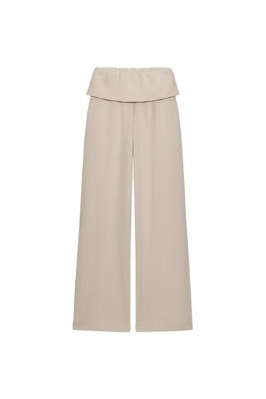 WASHED-EFFECT INTERLOCK TROUSERS
