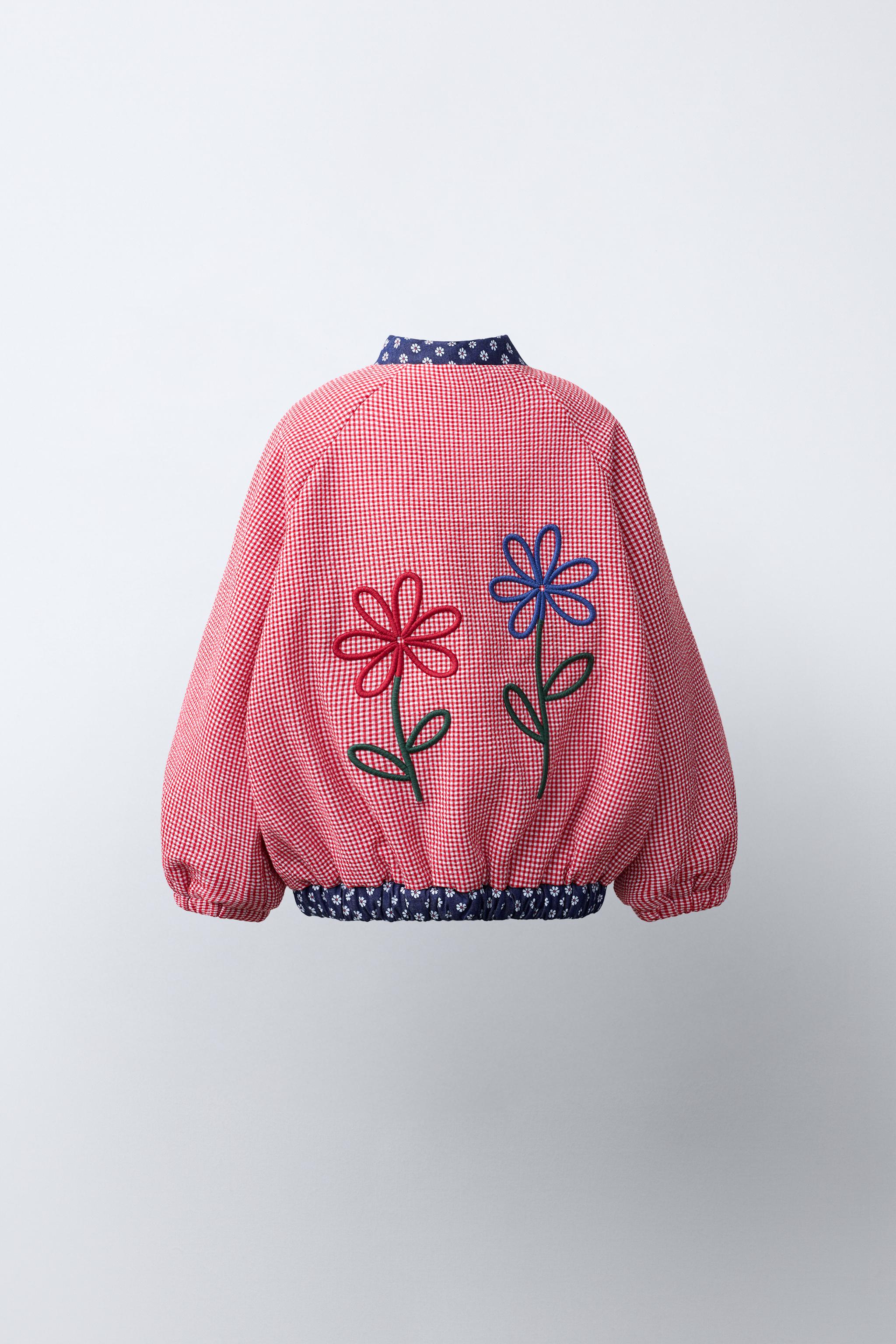 Детские куртки Zara GINGHAM AND FLORAL BOMBER JACKET — фото 5