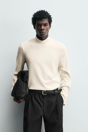 COMFORT LONG SLEEVE T-SHIRT - Light beige by Zara