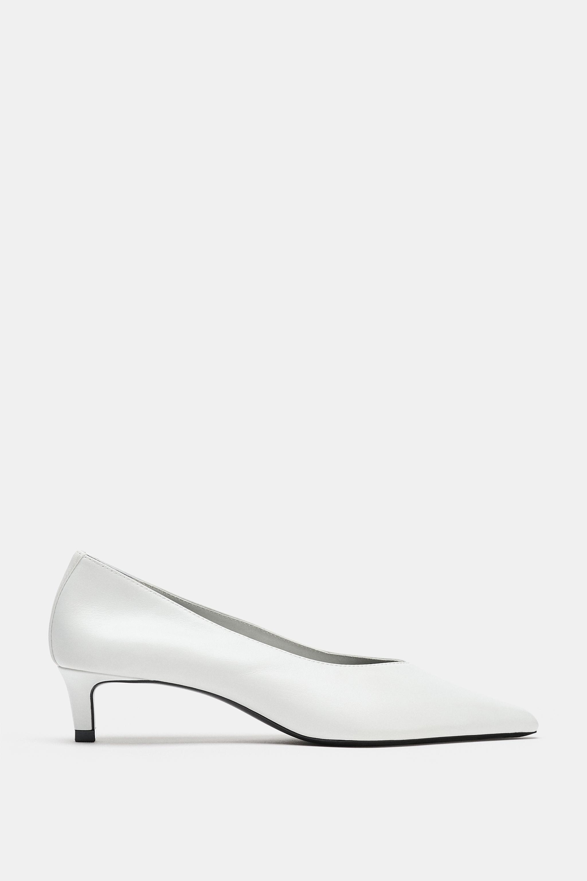 POINTED LEATHER KITTEN HEEL SHOES
