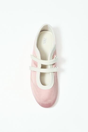 BALLERINES SURPIQÛRES EFFET SATINÉ - Rose de Zara