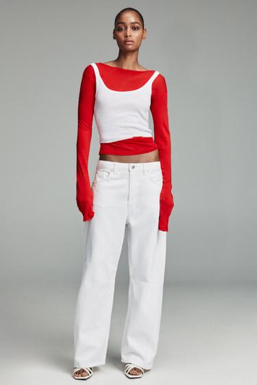 JEANS TRF BALLOON BAGGY CINTURA MÉDIA - Branco da Zara