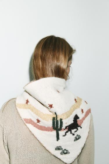 BANDANA EN MAILLE IMPRIMÉ - Écru de Zara - Image 1
