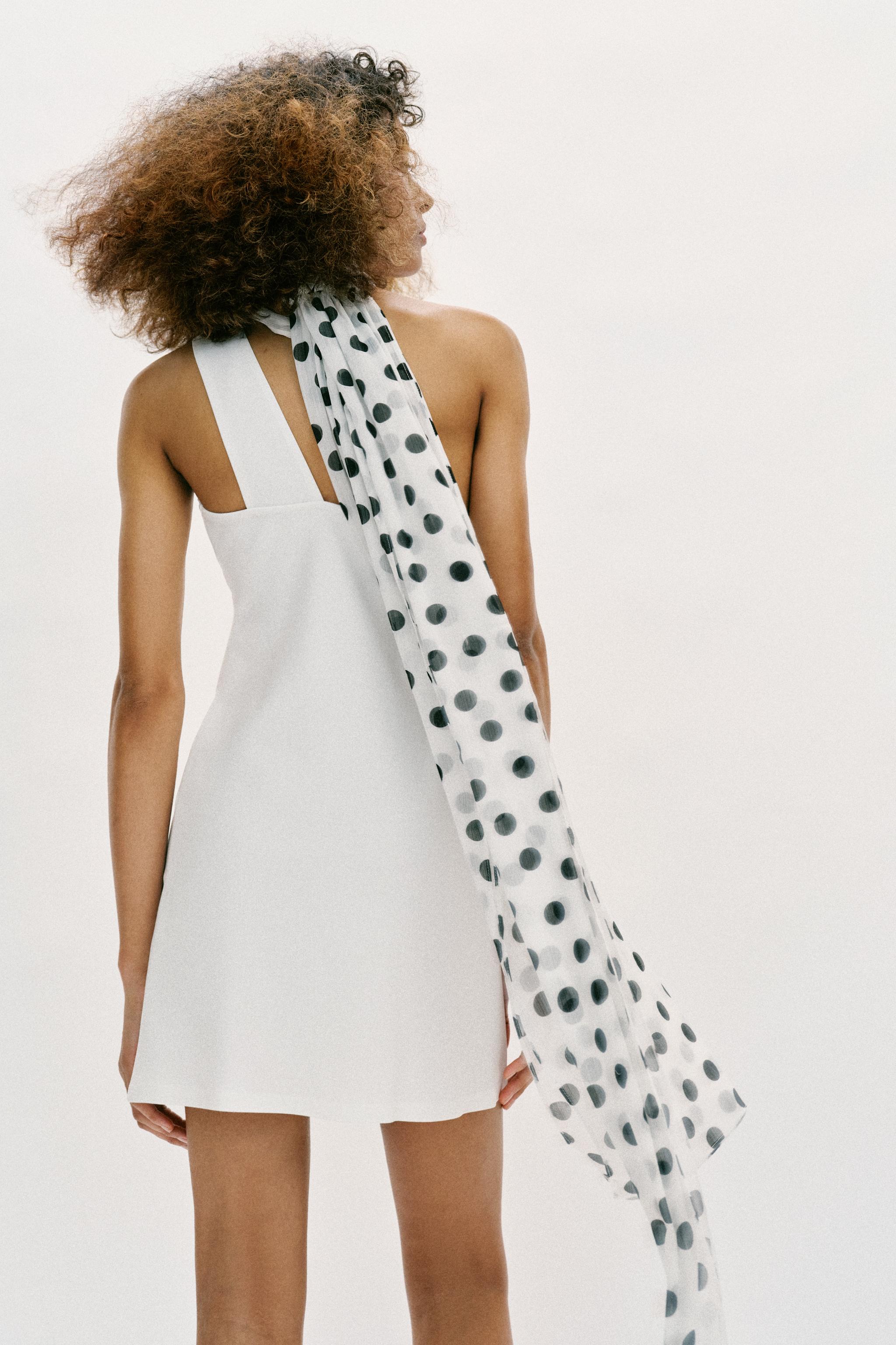 POLKA DOT HALTER SCARF DRESS