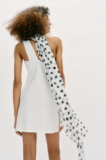 HALTERNECK DRESS WITH POLKA DOT SCARF - White by Zara - Image 5