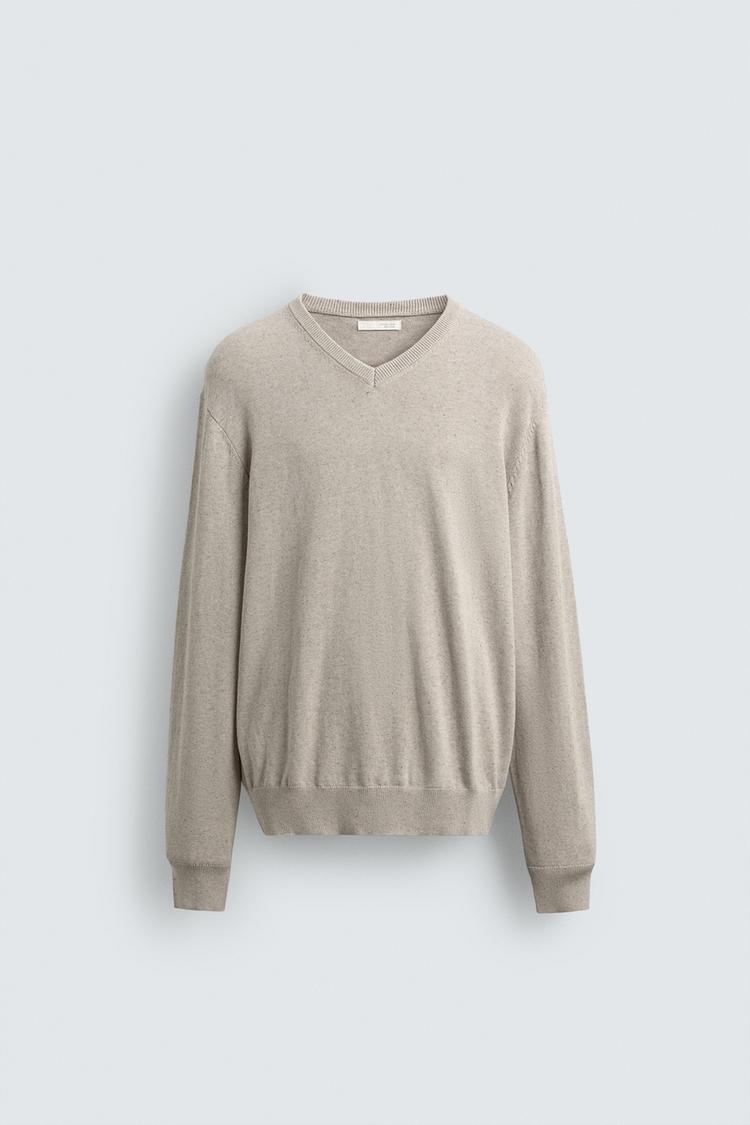 ZARA FLECKED COTTON BLEND JUMPER