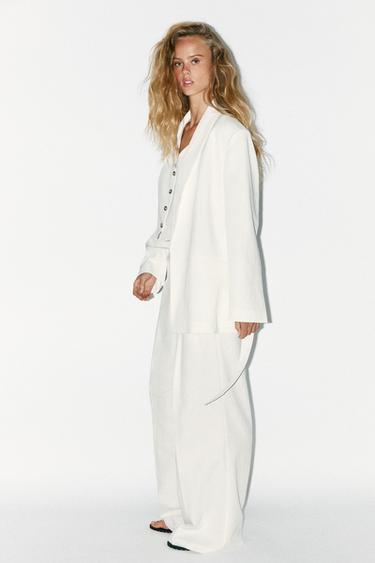 BLAZER OVERSIZE CEINTURE - Écru de Zara - Image 2