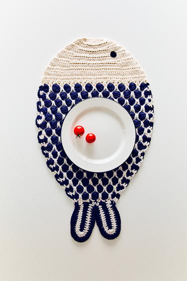 SET DE TABLE MATELASSÉ POISSON - Bleu de Zara