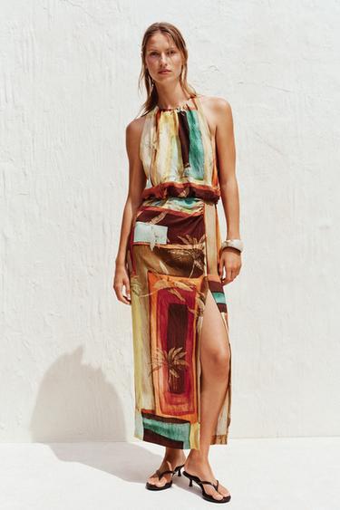 VESTIDO MIDI ESTAMPADO TROPICAL - Multicolor de Zara - Imaxe 0