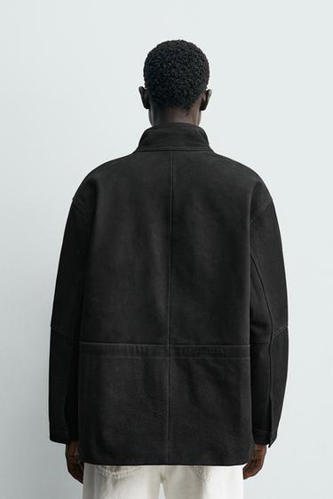 LEATHER RELAXED FIT PARKA - Anthracite grey by Zara - Image 2