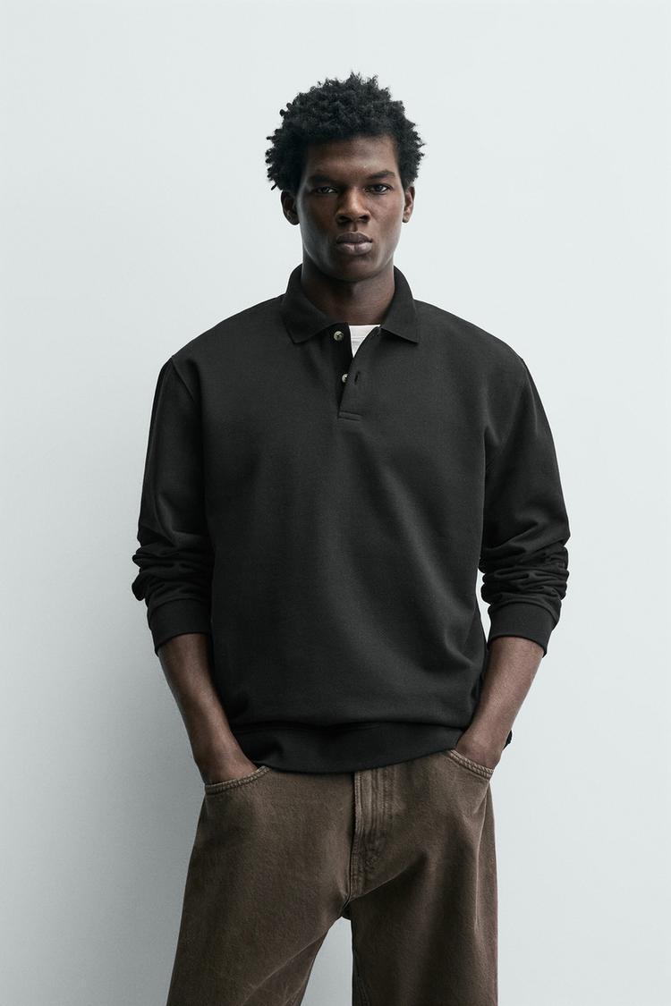 ZARA REGULAR FIT TEXTURED POLO SHIRT