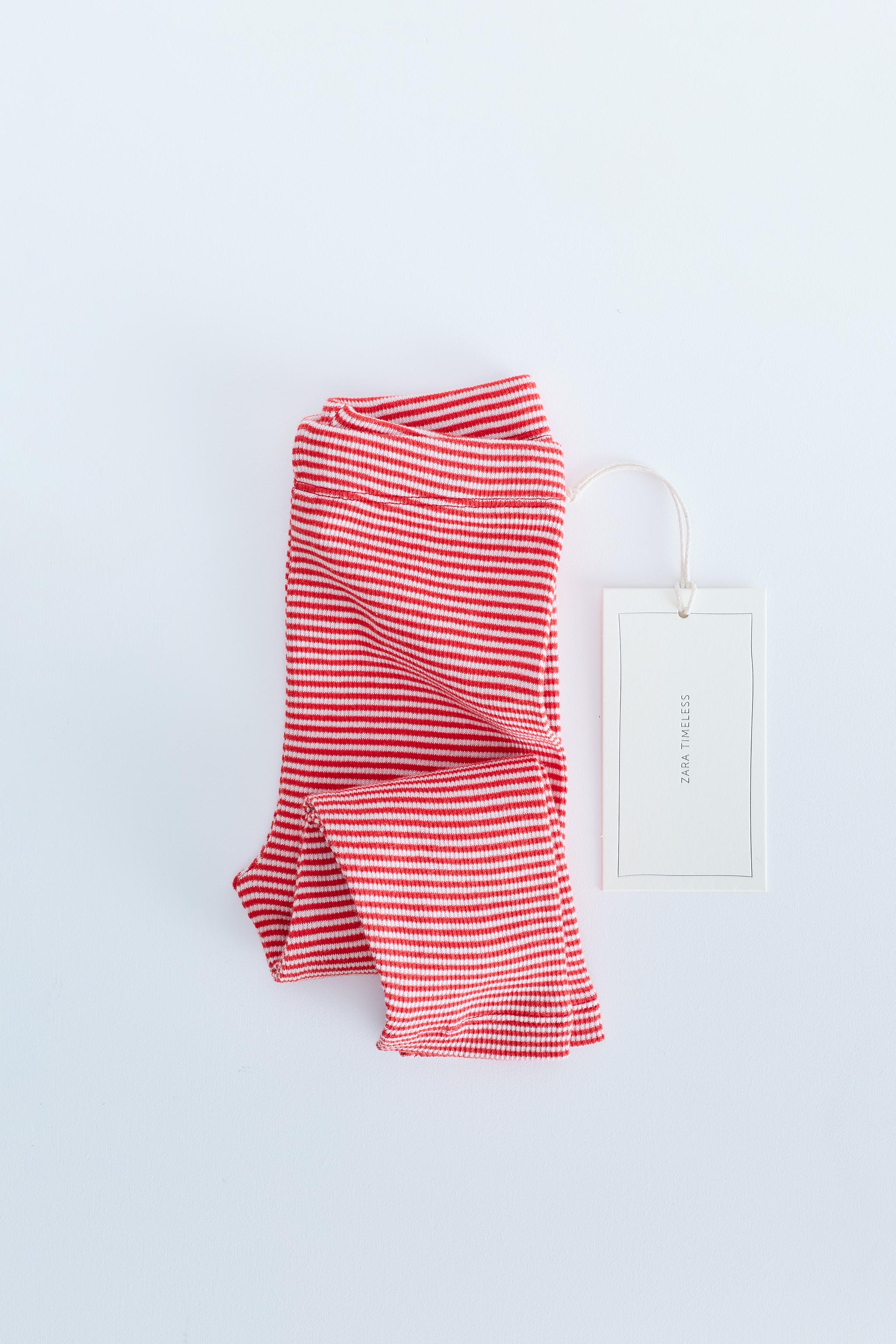 ZARA TIMELESS - STRIPED PRINT LEGGINGS — Red