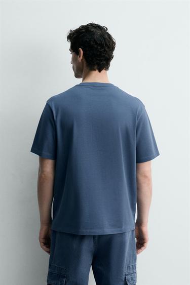 T-SHIRT MEDIUM WEIGHT À MANCHES COURTES - Bleu moyen de Zara - Image 2