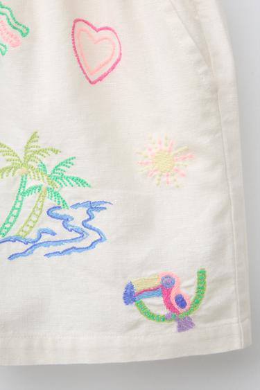 BERMUDA SHORTS WITH DIFFERENT EMBROIDERIES - Ecru by Zara - Image 3