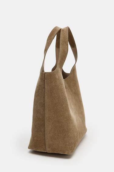 MINI SHOPPER AUS LEDER - grau-beige von Zara