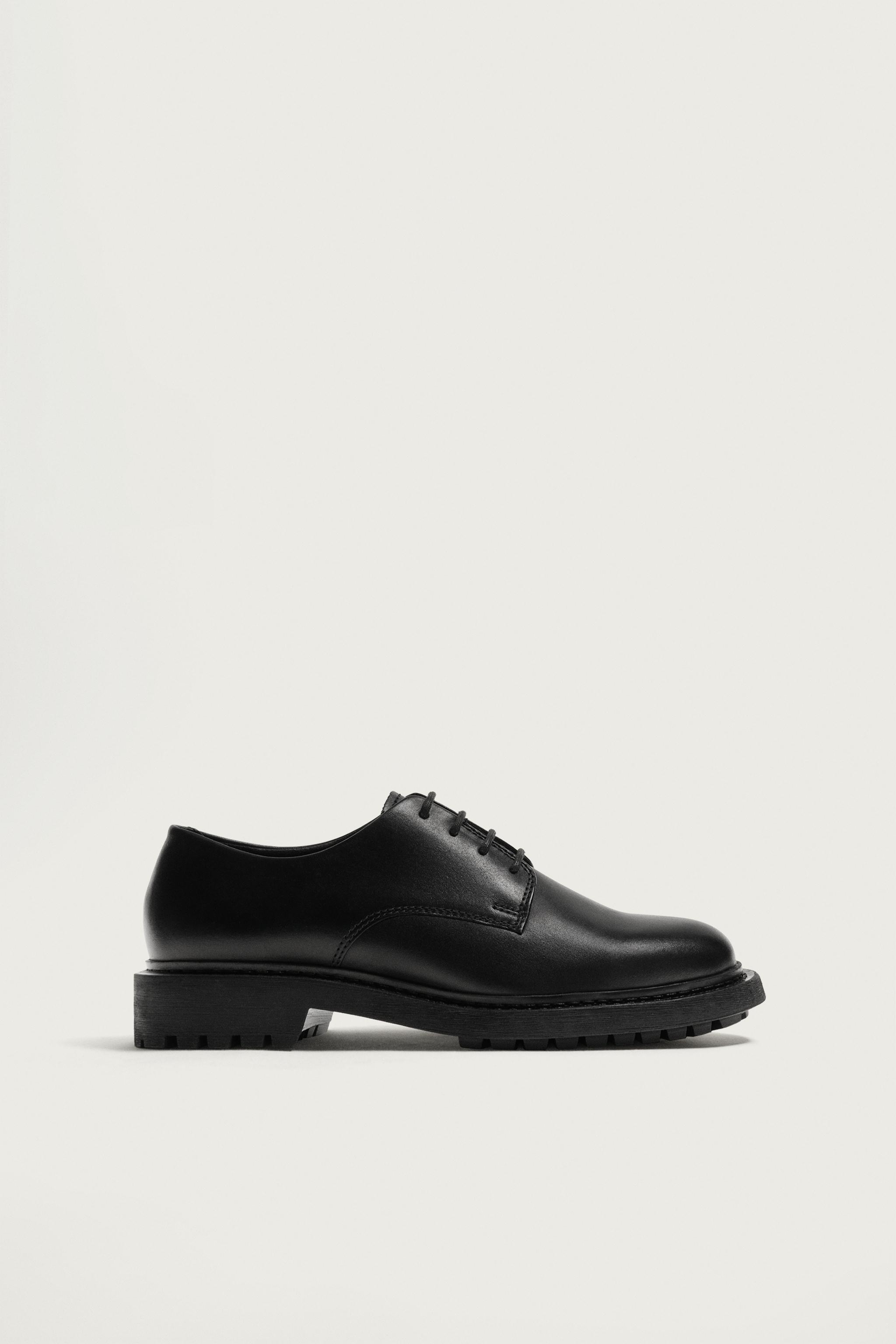 LEATHER DRESS SHOES — Black