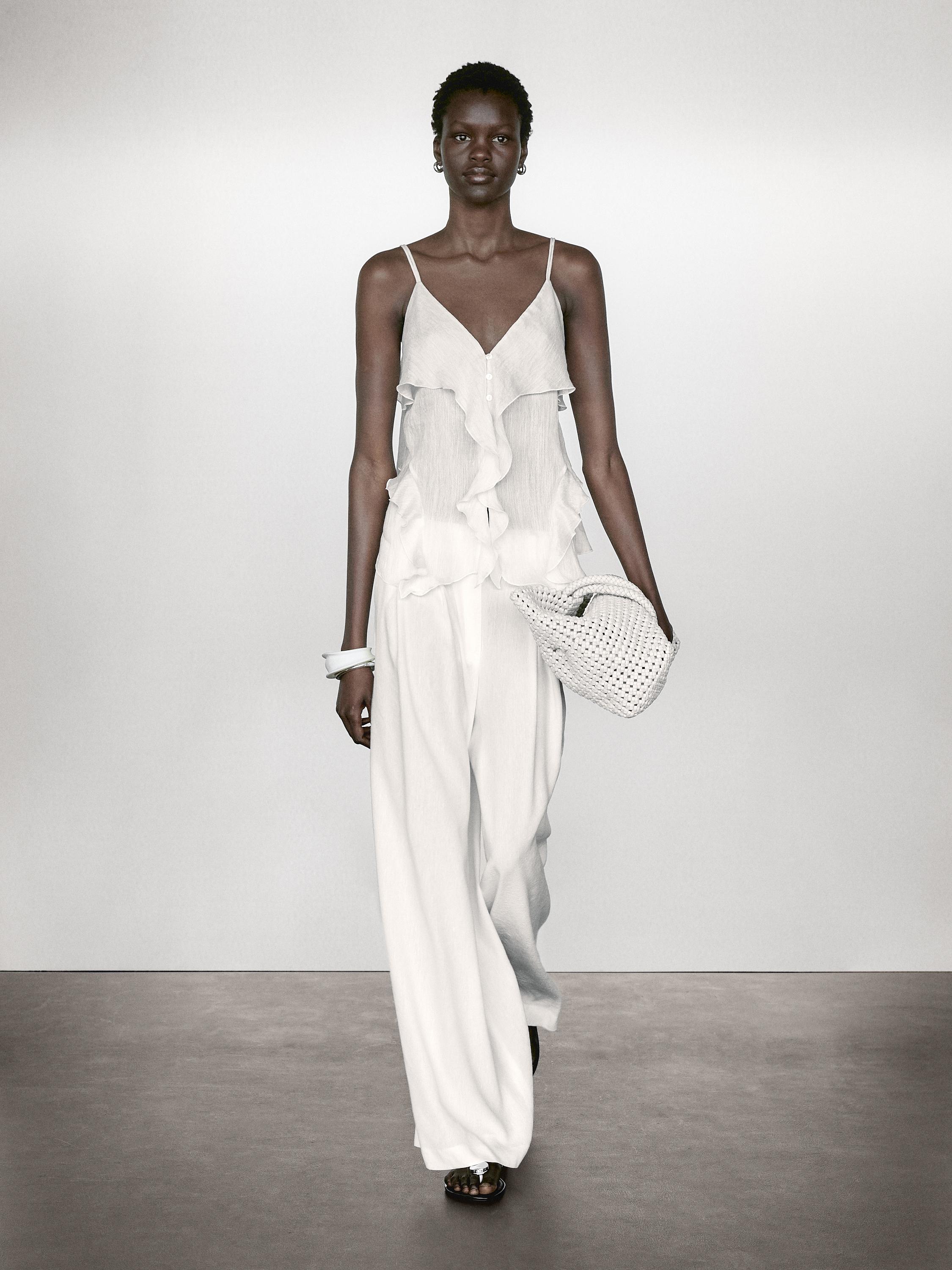 Strappy top with ruffle detail