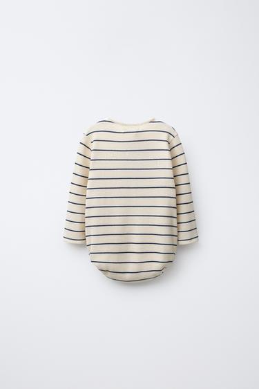 BODY GAUFRÉ RAYURES - Écru / Bleu de Zara - Image 1