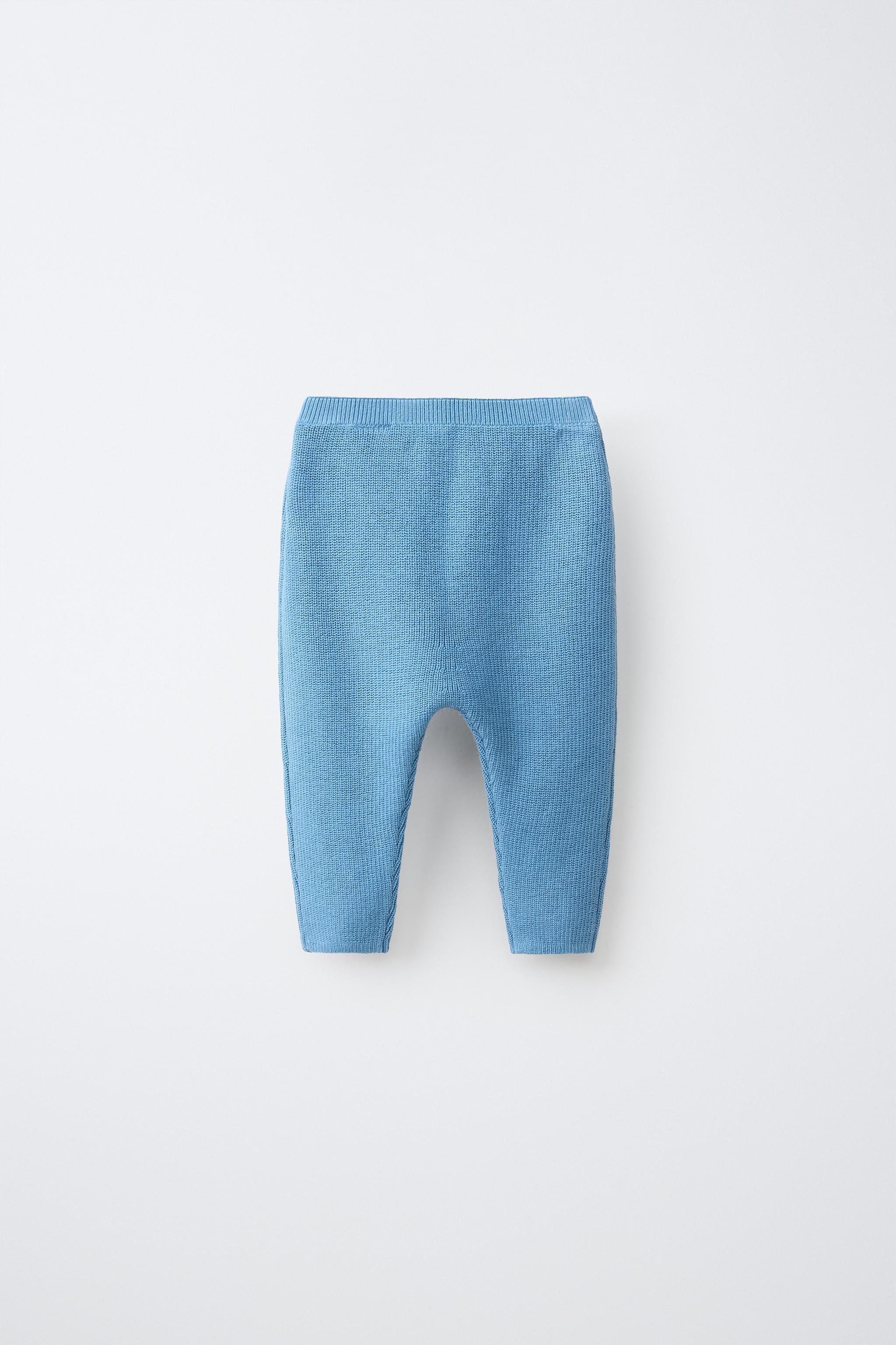 PEARL KNIT JOGGERS — Mid-blue