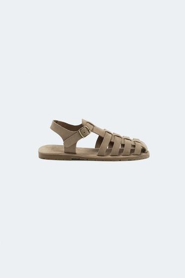 SANDALES STYLE PLAGE EN CUIR - Marron sable de Zara - Image 3