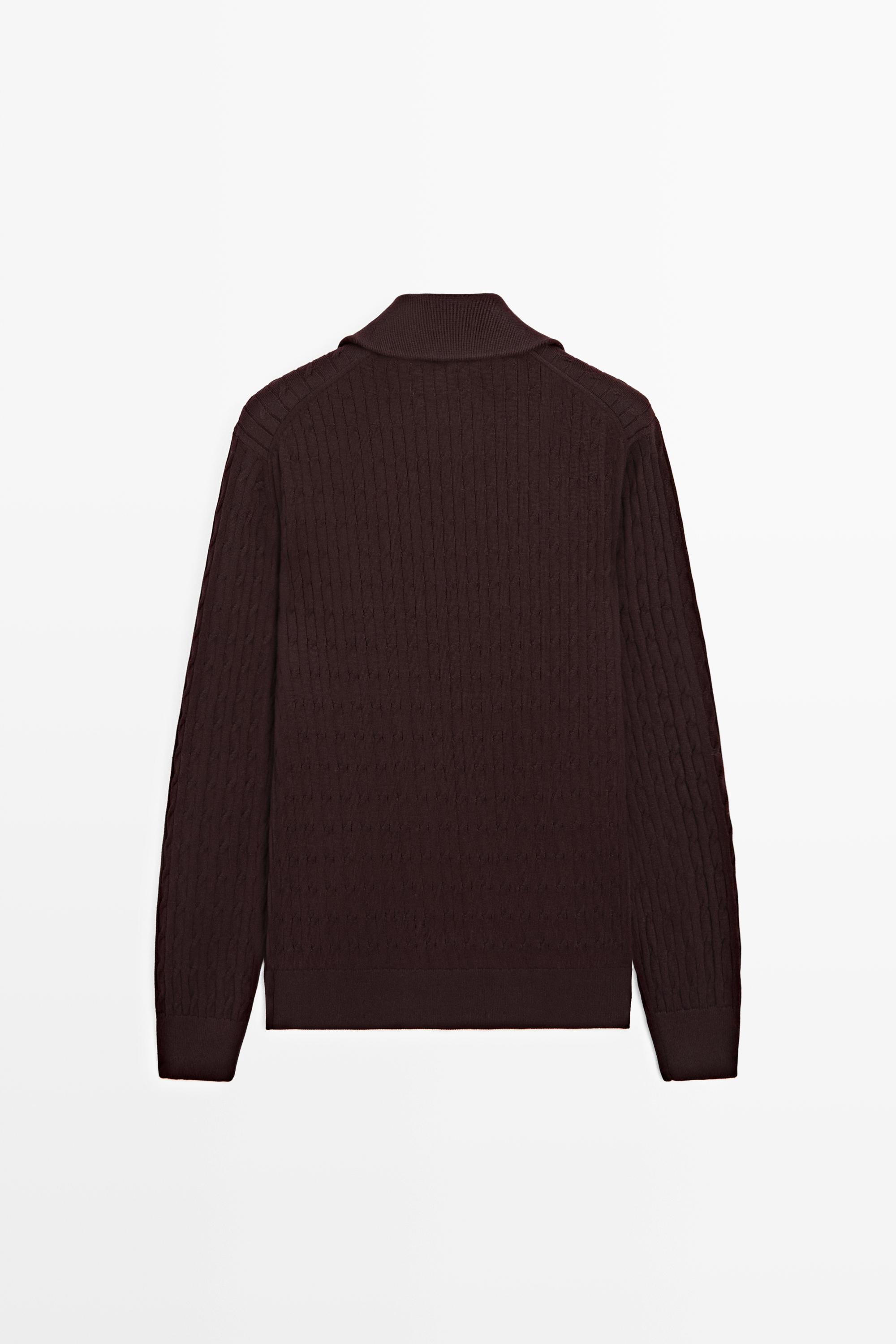 Mock neck knit zip sweater