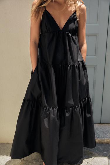 VESTIDO MIDI PANELES - Negro de Zara