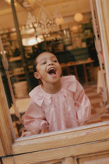 VESTIDO POPELÍN LAZOS - Rosa de Zara