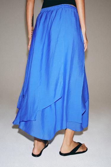 ZW COLLECTION RUFFLED SKIRT - Blue by Zara