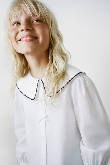 CHEMISE COL CLAUDINE ONDULINE - Blanc de Zara - Image 5