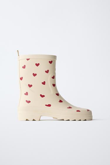 HEART PRINT WELLIES - Red by Zara