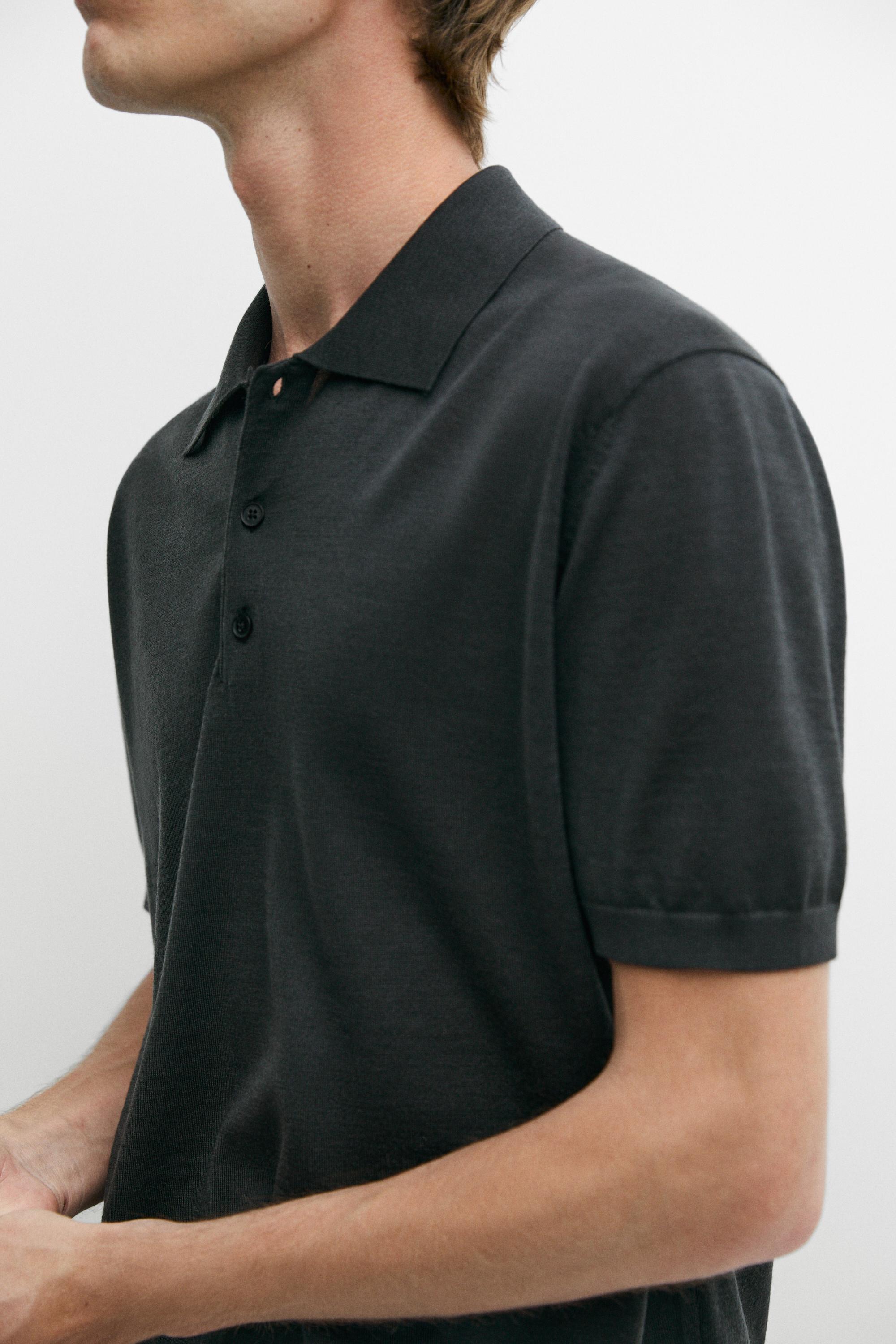 Wool blend knit polo shirt
