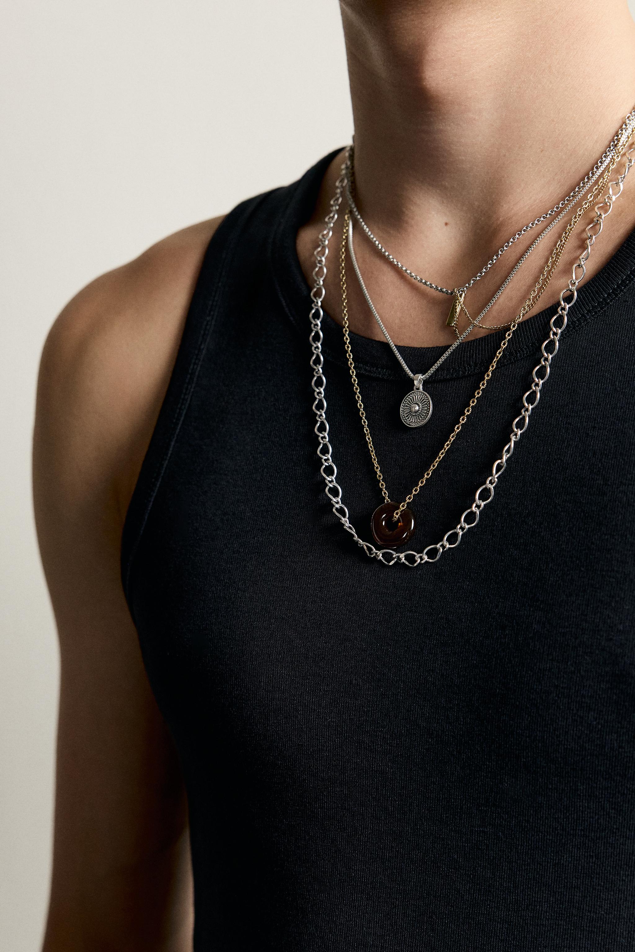 Мужские аксессуары Zara SET OF 4 MIXED NECKLACES — фото 2