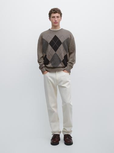 Zara Wool blend crew neck knit sweater - Dark khaki