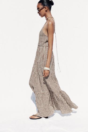 GINGHAM CHECK MIDI DRESS - Brown by Zara - Image 2